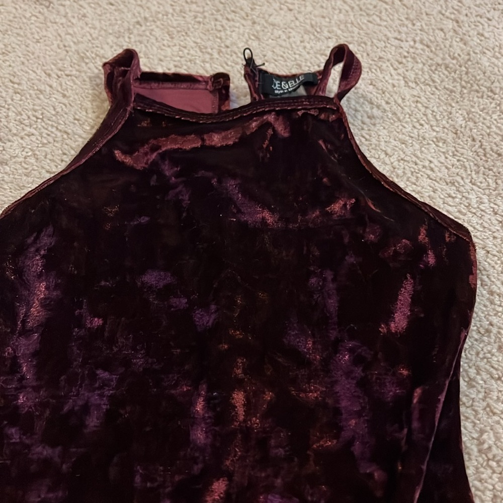 Womens crushed velvet maroon dress size XS